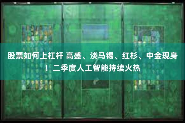 股票如何上杠杆 高盛、淡马锡、红杉、中金现身！二季度人工智能持续火热