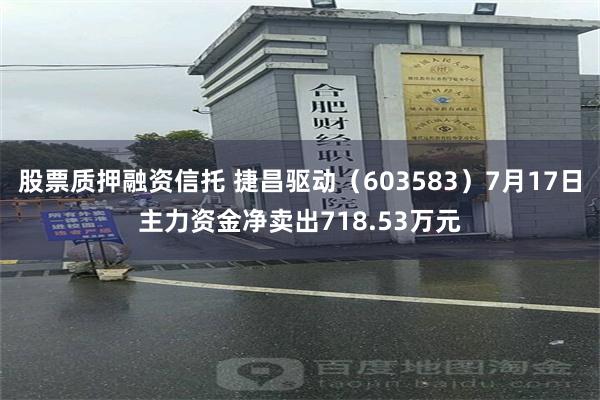 股票质押融资信托 捷昌驱动（603583）7月17日主力资金净卖出718.53万元