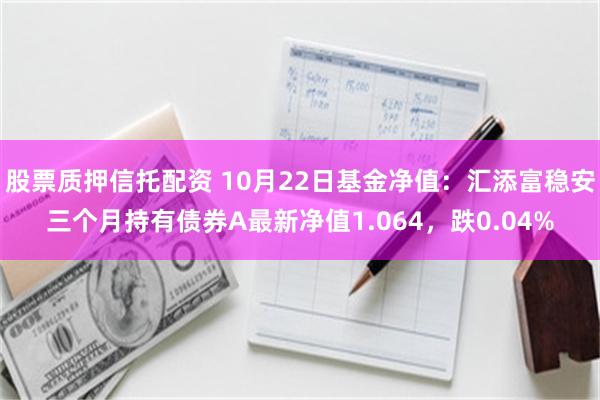 股票质押信托配资 10月22日基金净值：汇添富稳安三个月持有债券A最新净值1.064，跌0.04%